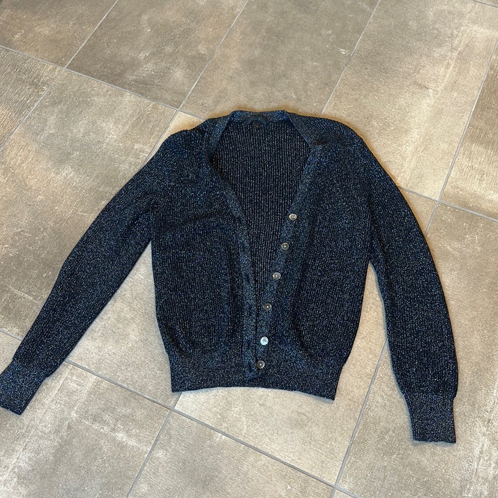 J Crew EUC Navy Sparkle Cardigan M